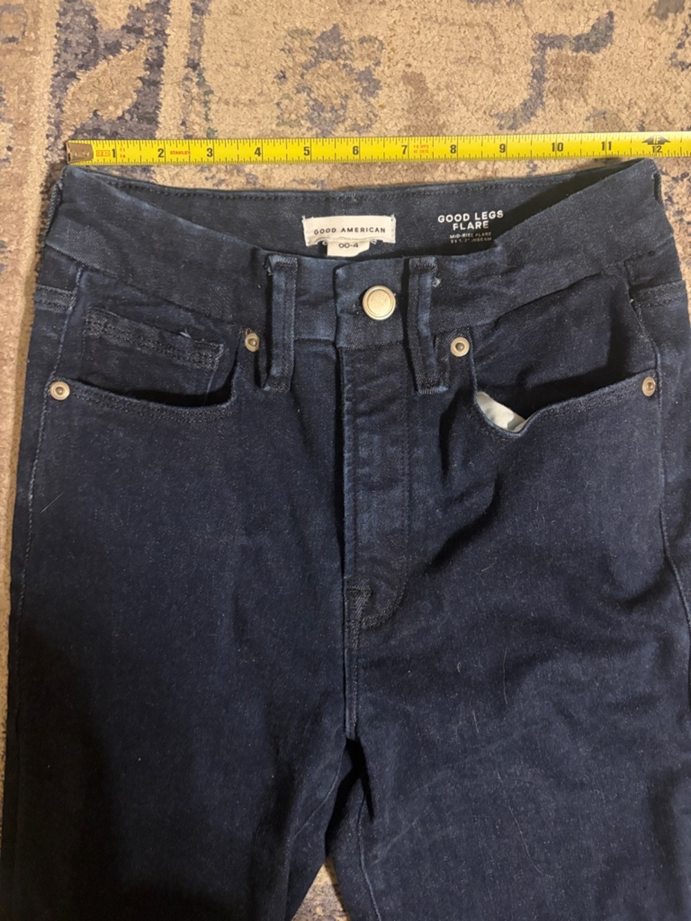 Good American Dark Indigo Good Legs Flare Jeans - Picture 3 of 5